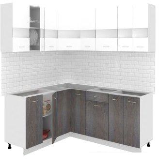 Угловая кухня Кортекс-мебель Корнелия Экстра 1.5x1.8 без столешницы (белый/береза)