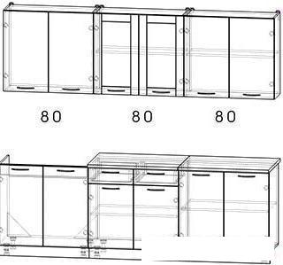 Готовая кухня Интерлиния Мила 24 (вудлайн кремовый)