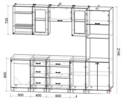 Готовая кухня Интерлиния Мила Деко 2.5 (белый-кастилло темный)