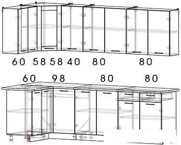 Угловая кухня Интерлиния Мила 12x26 (дуб молочный/дуб венге)
