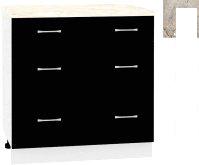 Шкаф напольный Кортекс-мебель Корнелия Лира НШ80р3ш (черный/марсель)