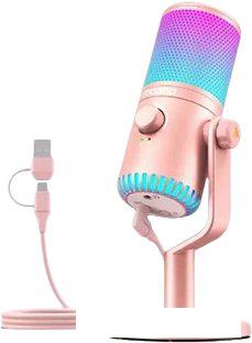 Проводной микрофон Maono DM30 RGB (розовый)