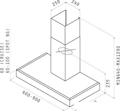 Кухонная вытяжка Elica SPOT NG H6 IX/A/60