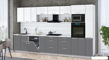 Готовая кухня Интерлиния Мила Gloss 3.8-ПМ1 (серый/белый глянец/белый гранит)