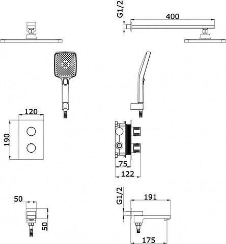 Душевая система  Vieir 25004-3S