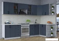 Готовая кухня Интерлиния Тренд 1.5x3.0 правая (индиго/индиго/опал светлый) Готовая кухня Интерлиния Тренд 1.5x3.0 правая (индиго/индиго/опал светлый)