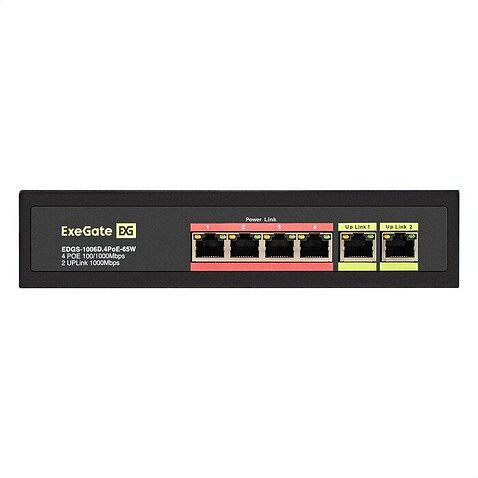 Неуправляемый коммутатор ExeGate EDGS-1006D.4PoE-65W
