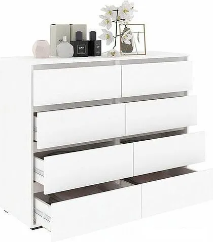 Комод Кортекс-мебель Бари 120 8ш (белый/белый/белый)