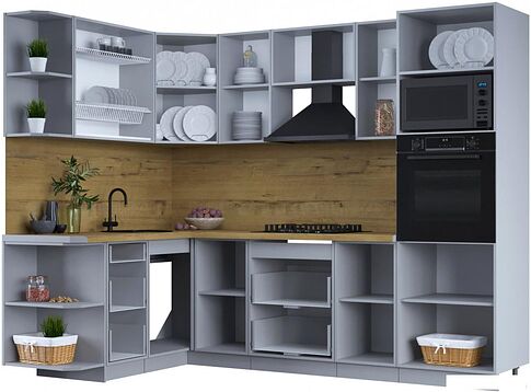 Готовая кухня Интерлиния Тренд 1.68x2.6 ВТ левая (пепел/пепел/опал светлый)