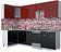 Угловая кухня Интерлиния Мила Gloss 50-12x28 (бордовый/черный глянец)