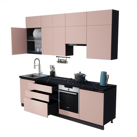 Готовая кухня ВерсоМебель Эко Премиум 2.6 (пудровый/ст. тунис)