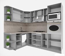 Готовая кухня Интерлиния Мила Деко 1.68x2.4 LV (керамика/керамика/опал светлый)