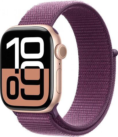Умные часы Apple Watch Series 10 42 мм (алюминиевый корпус, розовое золото/сливовый, нейлоновый ремешок)