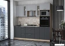 Готовая кухня Интерлиния Мила 2.3 ВТ (серебристый/антрацит/малага)