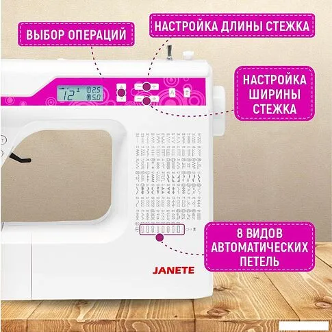 Электромеханическая швейная машина Janete 2600A (розовый)