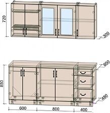 Кухня Интерлиния Мила Крафт 1.8А (дуб английский)