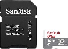Карта памяти SanDisk Ultra SDSQUNS-016G-GN3MA microSDHC 16GB (с адаптером) Карта памяти SanDisk Ultra SDSQUNS-016G-GN3MA microSDHC 16GB (с адаптером)