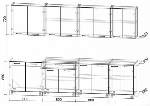 Готовая кухня Интерлиния Мила Лайт 3.0 без столешницы (салатовый/дуб венге)