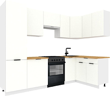 Готовая кухня ВерсоМебель Эко-2 1.4x2.7 правая (белый фасадный/ст.золотистый дуб)