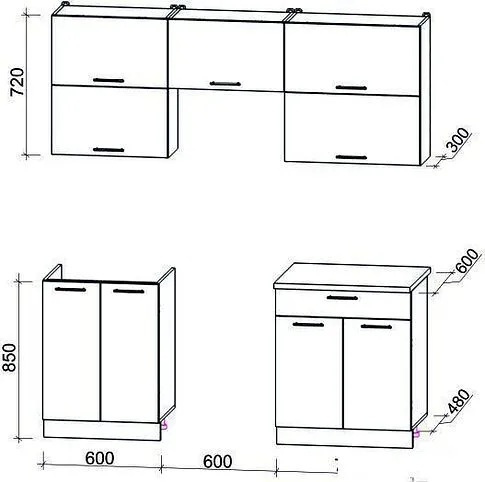 Кухня Интерлиния Мила Gloss 60-19 (белый/асфальт глянец)
