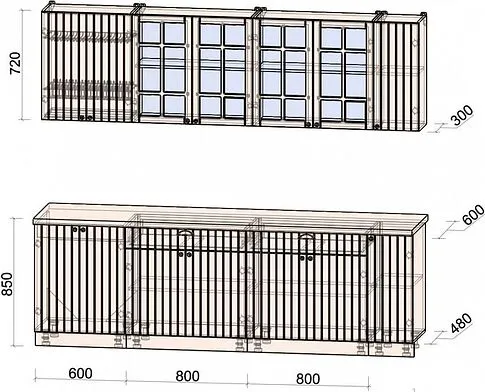 Готовая кухня Интерлиния Берес 2.5А (дуб английский/бискайская сосна)