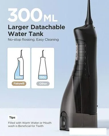 Ирригатор Fairywill 5020E (черный, 8 насадок)