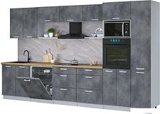 Готовая кухня Интерлиния Мила Лайт 3.6-ПМ1 (бетон портленд/бетон портленд/дуб бунратти)