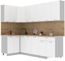 Готовая кухня Интерлиния Мила Лайт 1.2x2.5 (белый платинум/белый платинум/дуб бунратти)