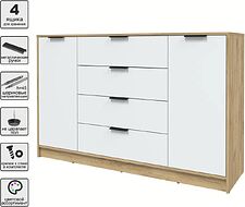 Тумба Интерлиния Концепт КТ-Т160 (белый платинум/дуб золотой)