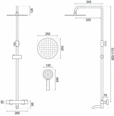 Душевая система Rea Lungo REA-P4114 (золотой)