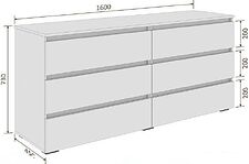 Комод Кортекс-мебель Бари 160 6ш (белый/белый/белый)