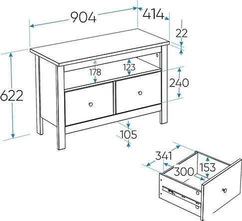 Тумба Mio Tesoro Сага 2 ящика 2.08.03.080.15 (серый/ясень)