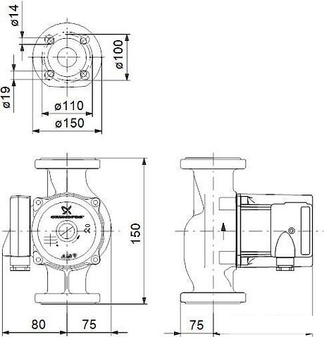Насос Grundfos UP 40-50 F B 250