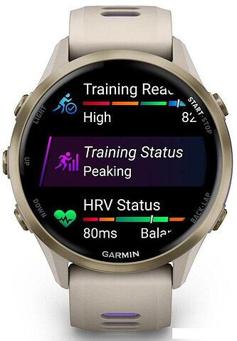 Умные часы Garmin Forerunner 970 47 мм (бежевый/фиолетовый)