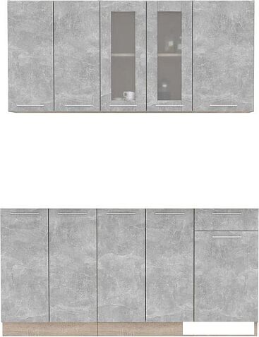 Готовая кухня Интерлиния Мила 16-60 без столешницы (бетон/бетон)