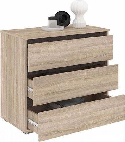 Комод Кортекс-мебель Бари 80 3ш (дуб сонома/дуб сонома/береза)