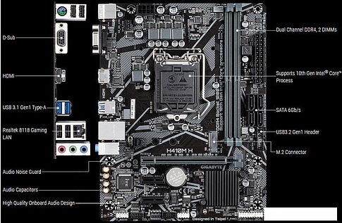 Материнская плата Gigabyte H410M H (rev. 1.0)
