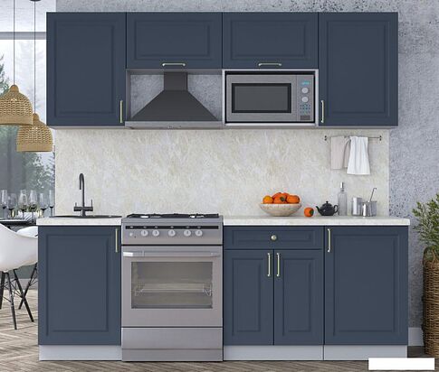 Готовая кухня Интерлиния Мила Шато 2.2В (индиго/индиго/опал светлый)
