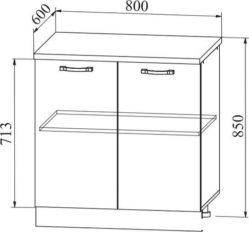 Шкаф напольный ДСВ Тренто С 800 (серый/серый)