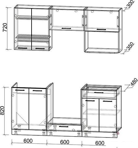 Готовая кухня Интерлиния Мила 1.8 ВТ без столешницы (белый платинум/белый платинум)
