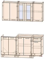 Готовая кухня Интерлиния Мила 16-60 (вудлайн кремовый-бетон-бискайская сосна) Готовая кухня Интерлиния Мила 16-60 (вудлайн кремовый-бетон-бискайская сосна)