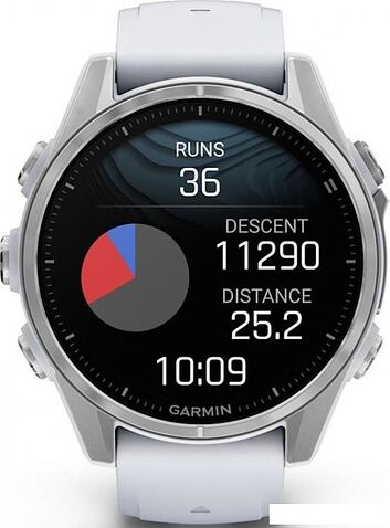 Умные часы Garmin Fenix 8 43мм (серебристый, белый ремешок)