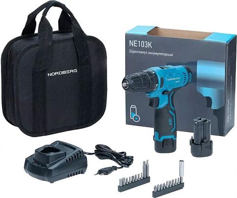 Дрель-шуруповерт Nordberg NE103K+NE9012 (с 2-мя АКБ, сумка)