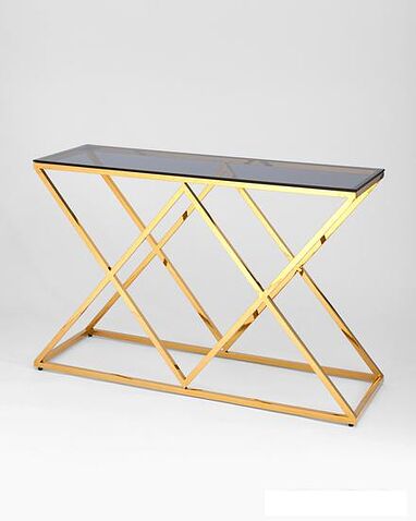 Консольный стол Stool Group Инсигния 115x30 ECST-026-TG-SK (стекло Smoke/сталь золото)