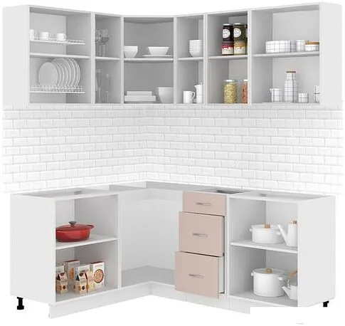 Готовая кухня Кортекс-мебель Корнелия Лира 1.5x1.9 без столешницы (капучино/оникс)