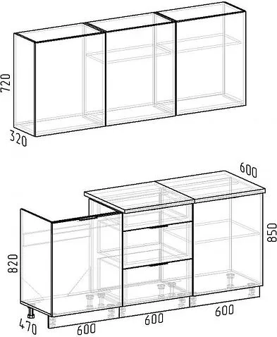 Готовая кухня Интермебель Микс Топ-4 1.8м (белый премиум/венато)