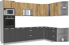 Готовая кухня Интерлиния Мила Лайт 1.88x3.0 правая без столешницы (дуб золотой/антрацит)