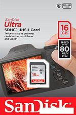 Карта памяти SanDisk SDHC (Class 10) 16GB [SDSDUNC-016G-GN6IN]