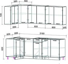 Готовая кухня Интерлиния Мила Лайт 1.2x2.1 без столешницы (белый платинум)