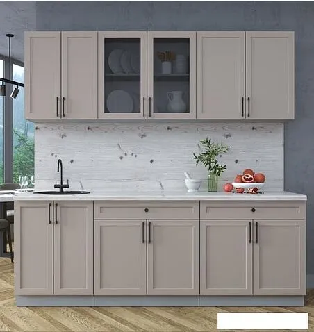 Готовая кухня Интерлиния Тренд 2.2А (луна/луна/бискайская сосна)